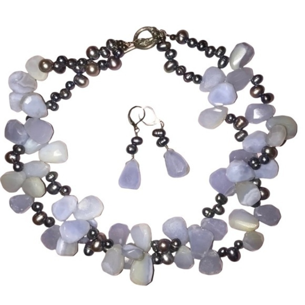 Statement necklace & earrings.